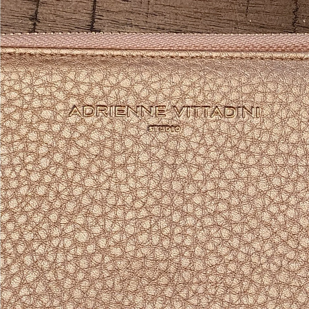 Adrienne Vittadini gold Wristlet Clutch Bag Zip Pouch